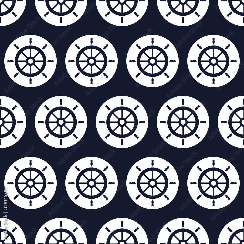 Maritime mood, Seamless nautical pattern with steering wheels