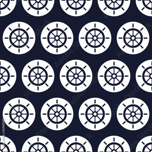 Maritime mood, Seamless nautical pattern with steering wheels