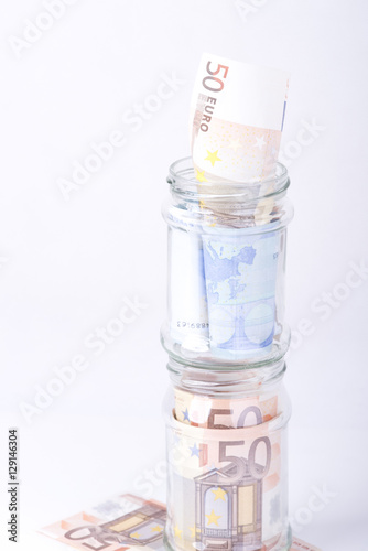 euro savings hidden in a jar