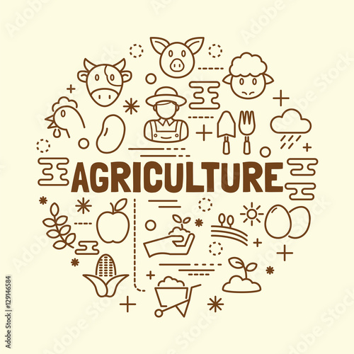 agriculture minimal thin line icons set © tulpahn