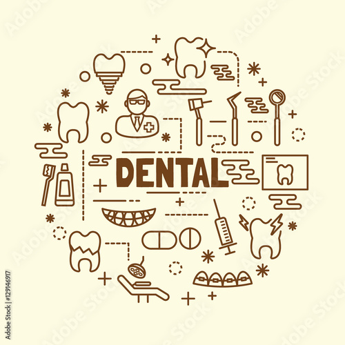 dental minimal thin line icons set