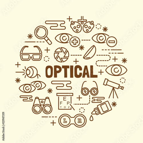 optical minimal thin line icons set
