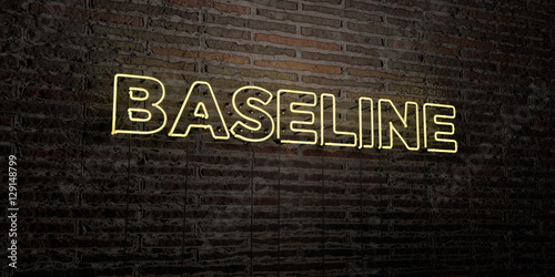 BASELINE -Realistic Neon Sign on Brick Wall background - 3D rendered royalty free stock image. Can be used for online banner ads and direct mailers.. photo