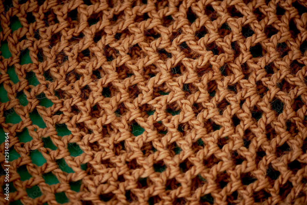 Chunky textile wool crochet. Brown Close Chunky textile wool crochet. Brown Close