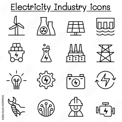 Tableau sur toile Electricity industry icon in thin line style