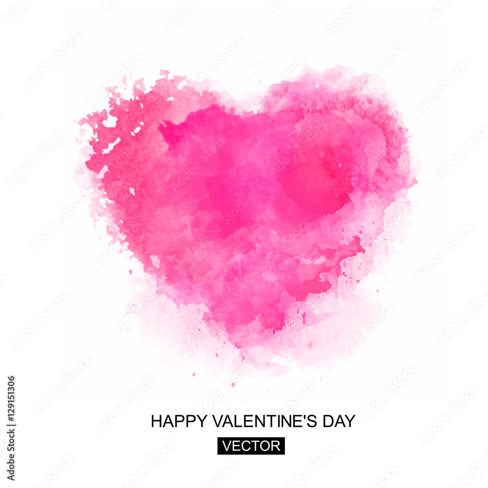 Heart. Valentines day card. Vector illustration.Abstract Background with Watercolor Stains, Vector Design