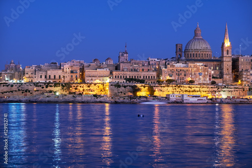 The night view of Valletta skyline from Sliema. Malta © Serg Zastavkin