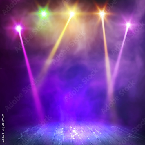 Background in show. Vector interior shined with a projector