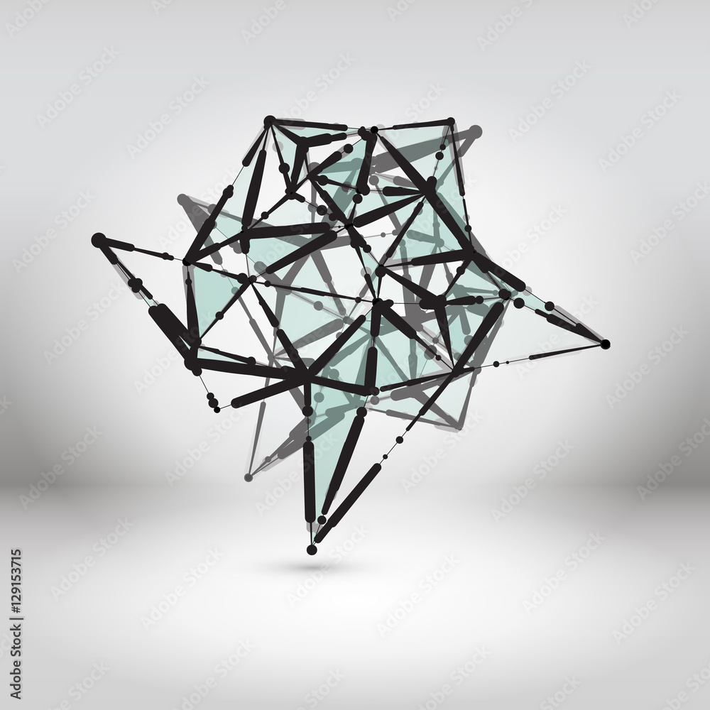 Abstract Geometric Polygonal Shape. Futuristic Technology Vector Science Background. Connecting Dots and Lines Structure Abstract Geometric Polygonal Shape. Futuristic Technology Vector Science Background. Connecting Dots and Lines Structure