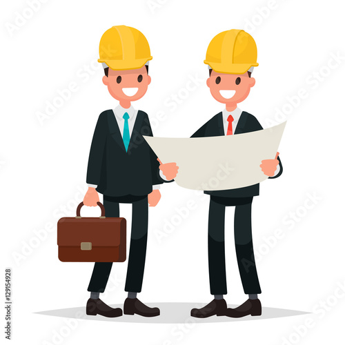 The customer and the contractor. Men dressed in business suits a