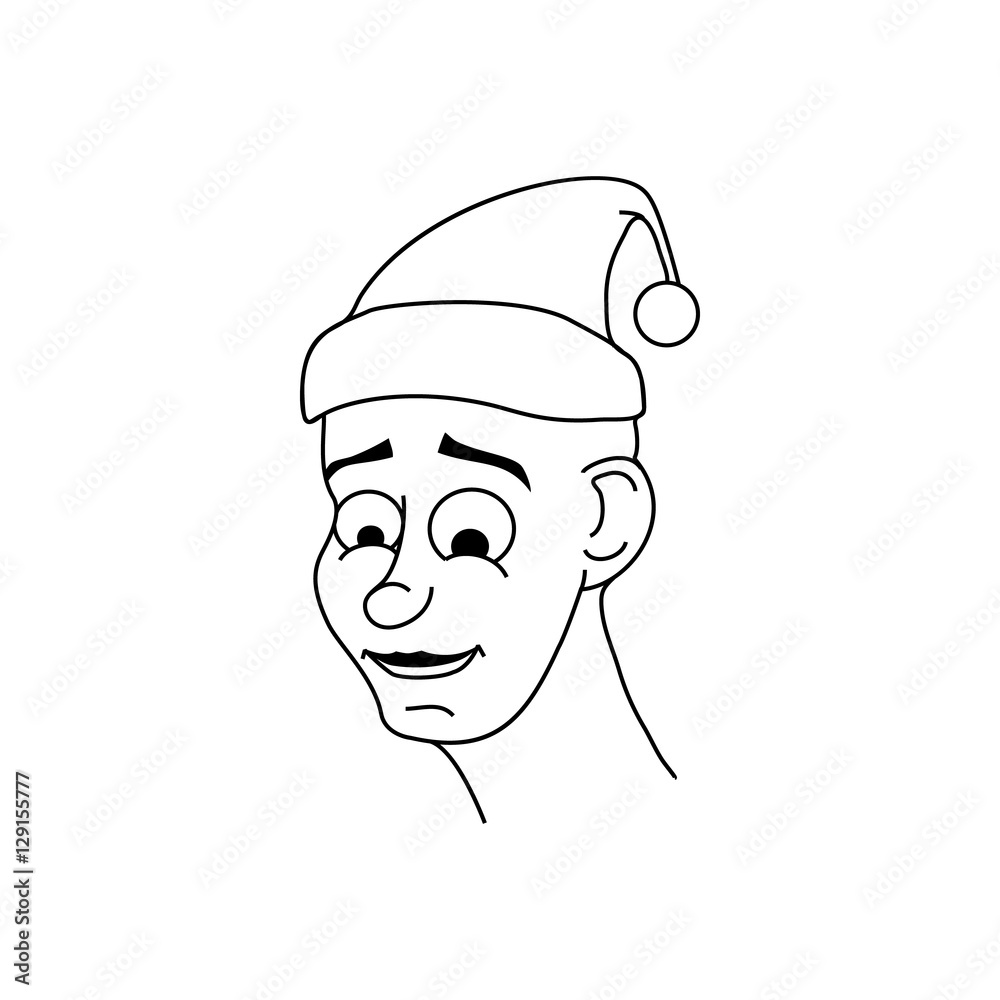 Cartoon face emotion kid in Christmas hat Cartoon face emotion kid in Christmas hat
