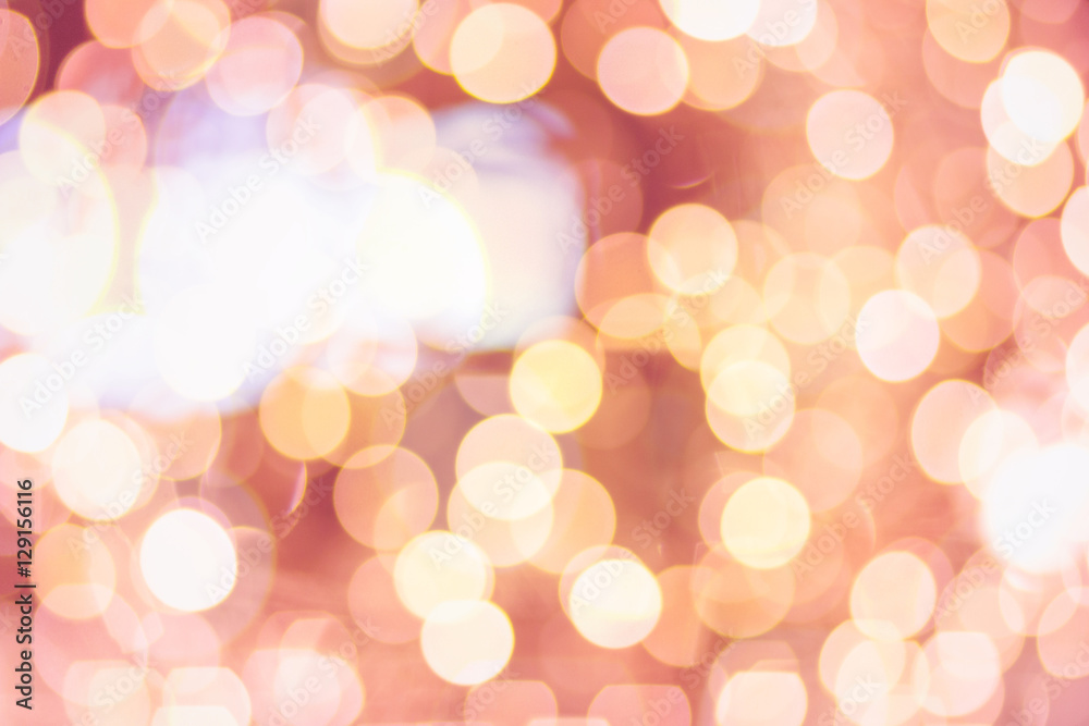 Bokeh background. Blurred light in warm tone background. Store shop mall  Christmas and New Year concept. with soft focus dream city blurry rich  pink, orange and golden bubble light wallpaper Stock Photo |