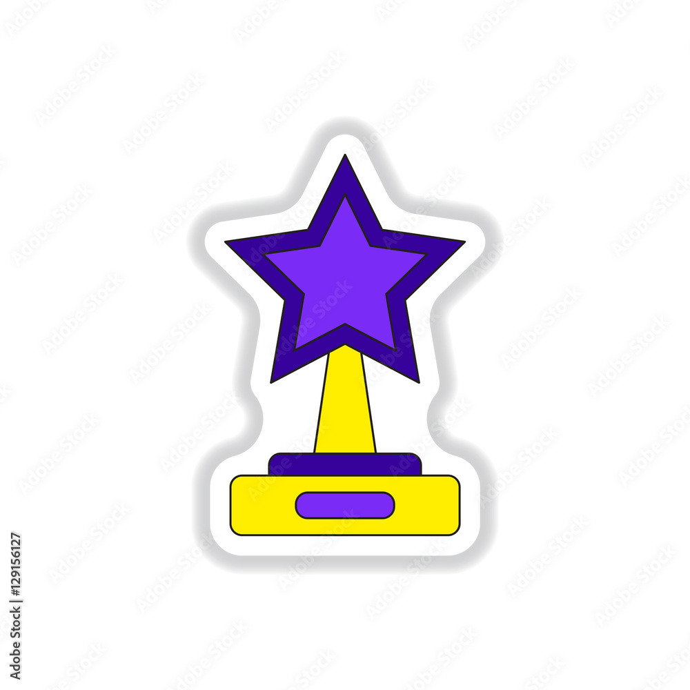 Vector illustration in paper sticker style cinema award with big star Vector illustration in paper sticker style cinema award with big star