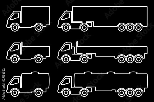 Set of silhouettes the cargo trucks.