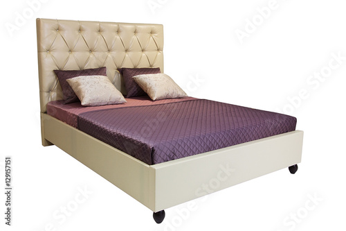 Double bed  isolated over white.