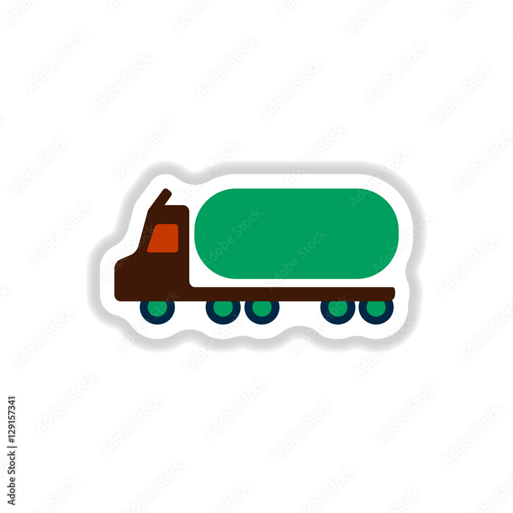 Vector illustration in paper sticker style Tank trailer