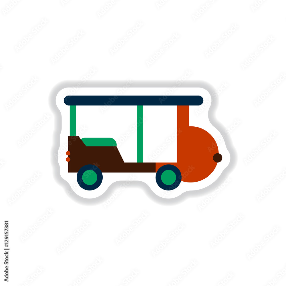 stylish icon in paper sticker style excursion car