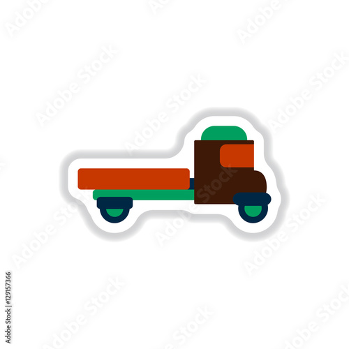 Vector illustration in paper sticker style old pickup truck