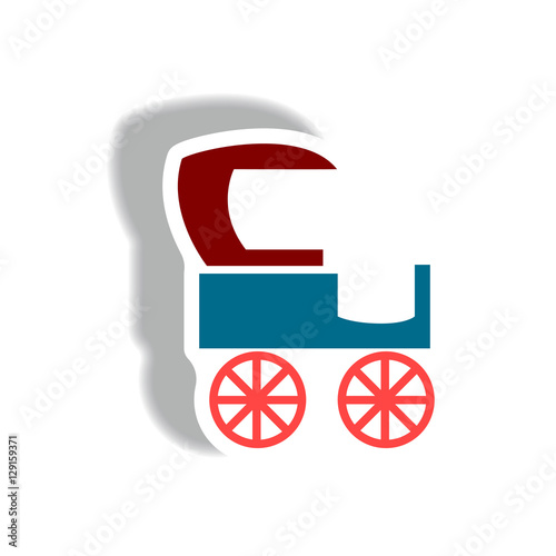stylish icon in paper sticker style retro carriage
