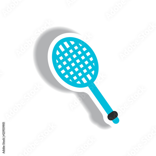 stylish icon in paper sticker style tennis racquet