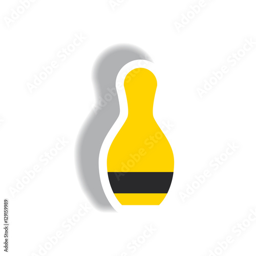 stylish icon in paper sticker style bowling skittle