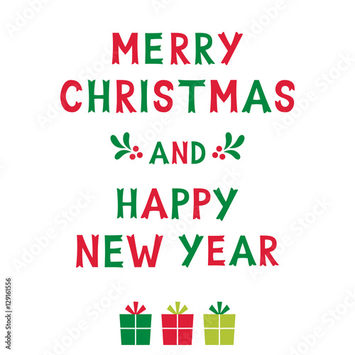 Christmas and New Year card, text in hand lettered font