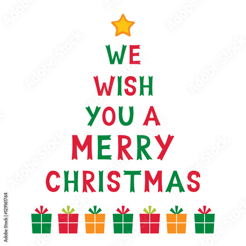 Christmas tree lettering card, text in hand lettered font