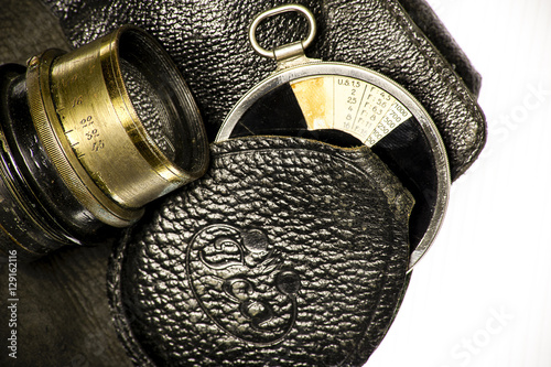 Vintage lens and light meter