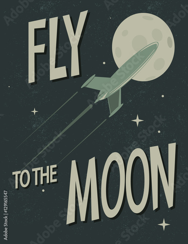 spaceship fly to the moon