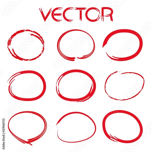 red hand drawn circle highlighter set