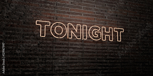 Photography TONIGHT -Realistic Neon Sign on Brick Wall background - 3D rendered royalty free stock image