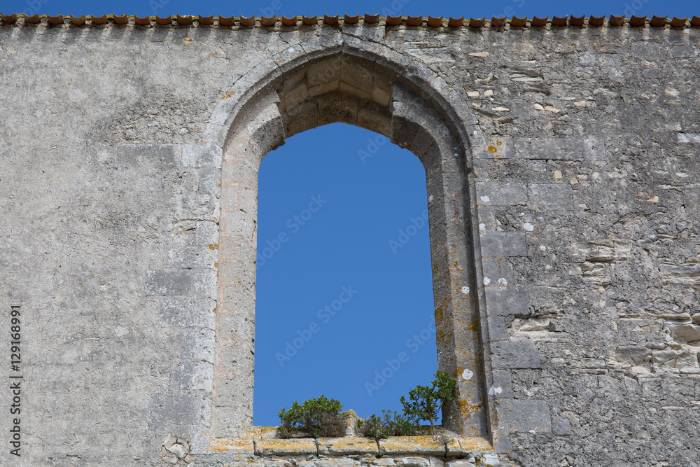 structure of window in castle ruin