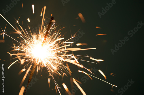 Christmas sparkler on black background