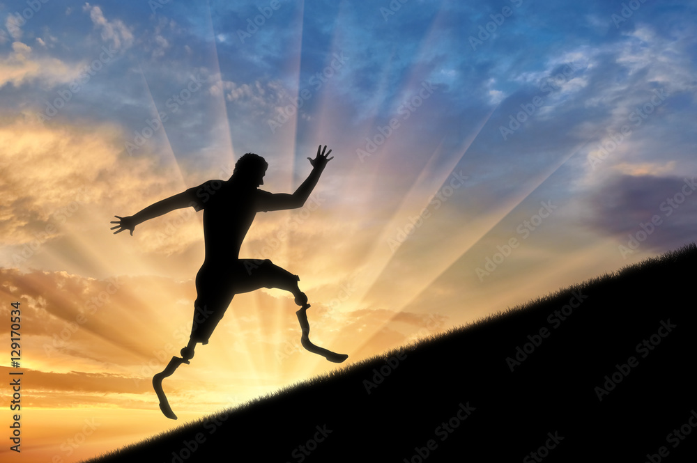 custom made wallpaper toronto digitalDisabled athlete with prosthetic legs to climb up sunset