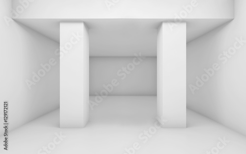Abstract white room with two columns, blank 3 d