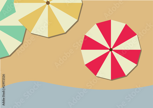 Top View of Colorful Beach Umbrellas on the Beach