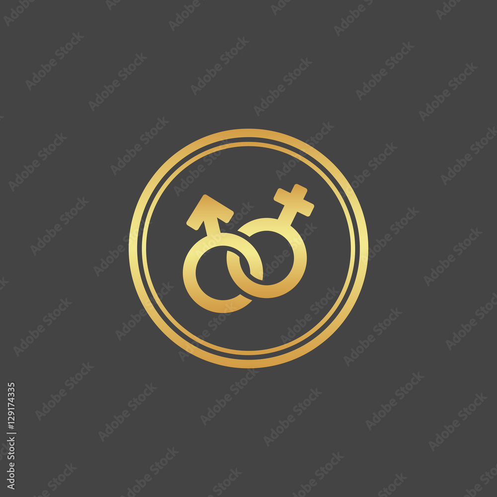 Female and male gold sign. Gender icon. Female and male gold sign. Gender icon.