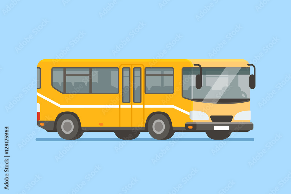City bus vector illustration in modern flat style
