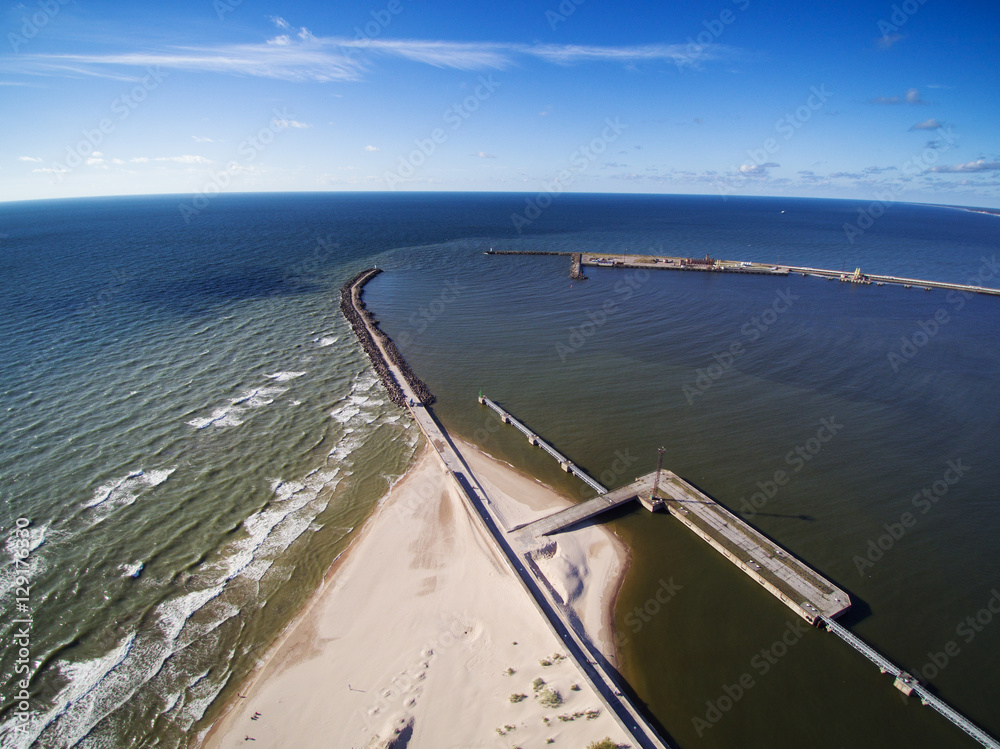 Estuary of river Venta in Baltic sea, Latvia.