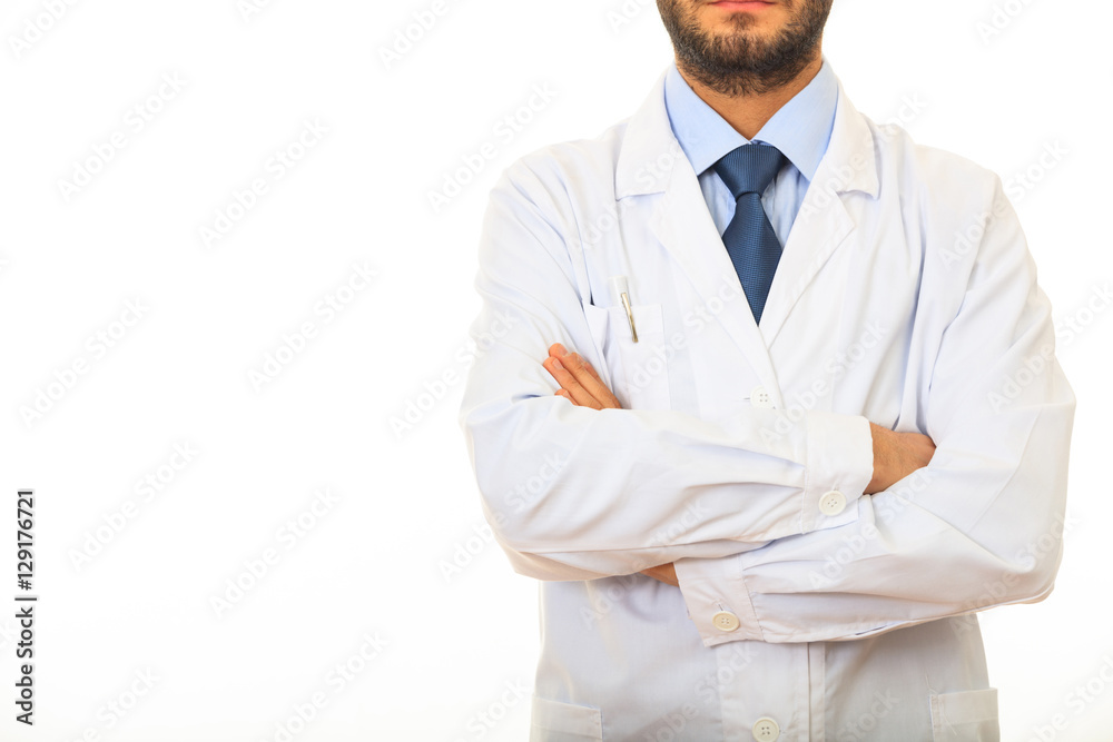 Doctor with crossing arms on white background Doctor with crossing arms on white background