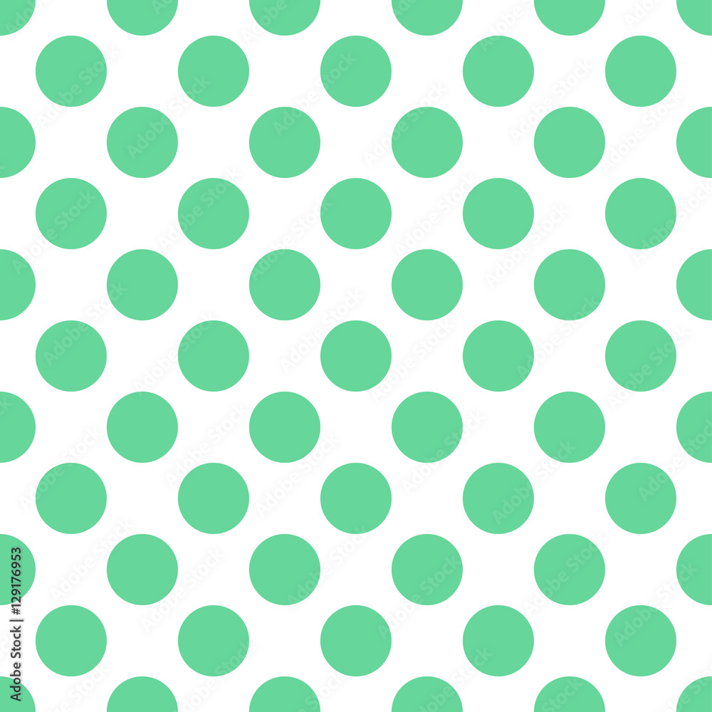 White Seamless Pattern with Big Mint Green Polka Dots White Seamless Pattern with Big Mint Green Polka Dots