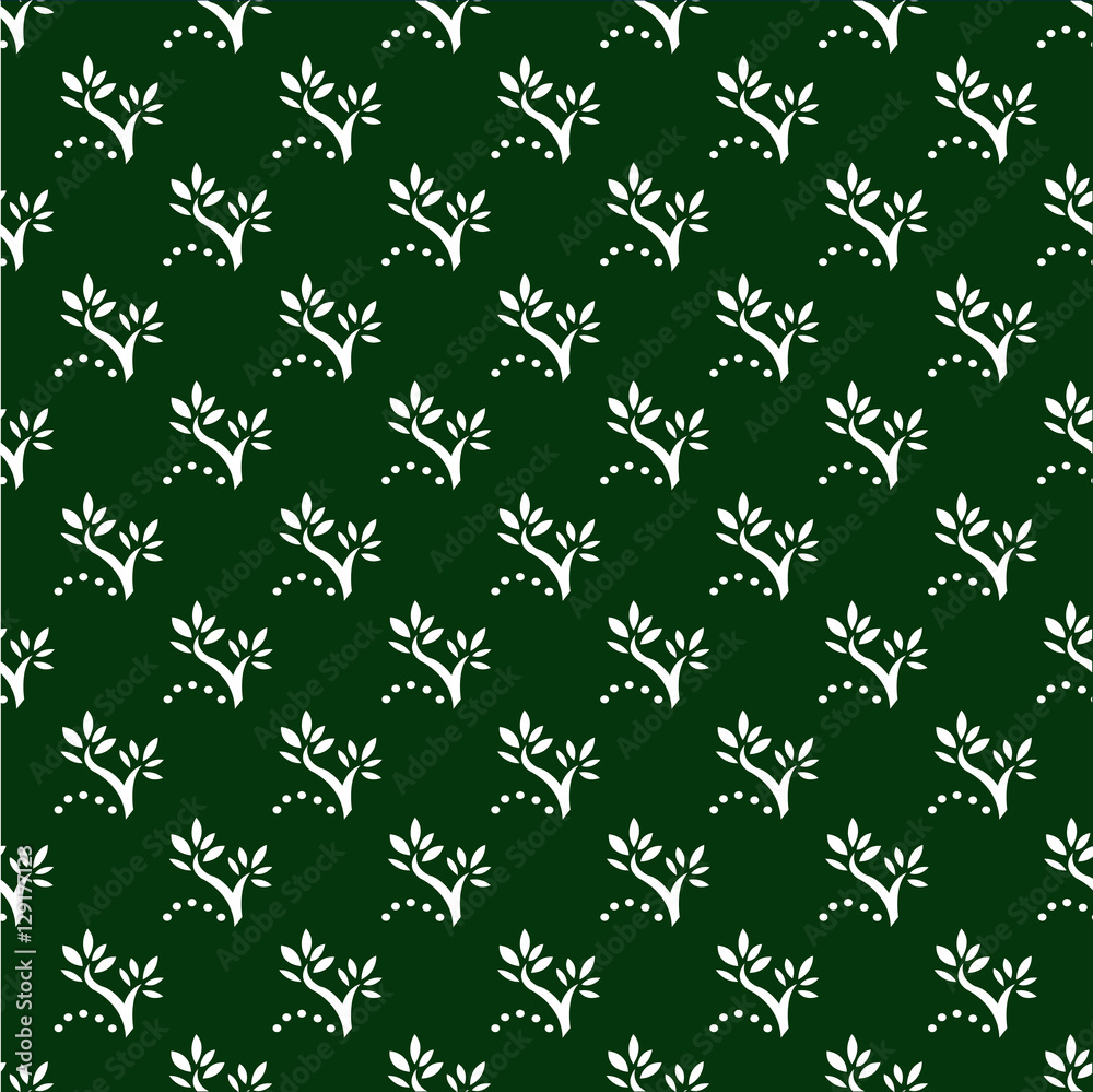 Dark Green Floral Seamless Pattern