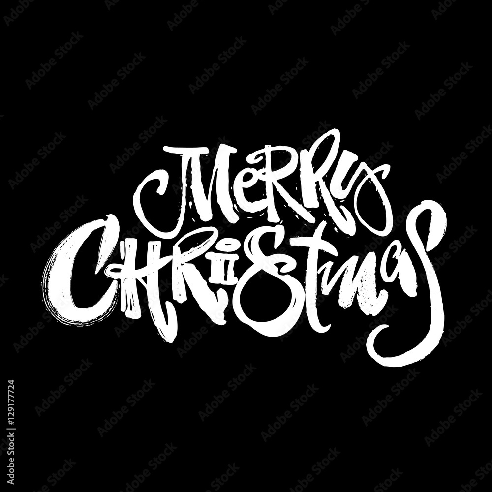 Merry Christmas modern lettering greeting card.
