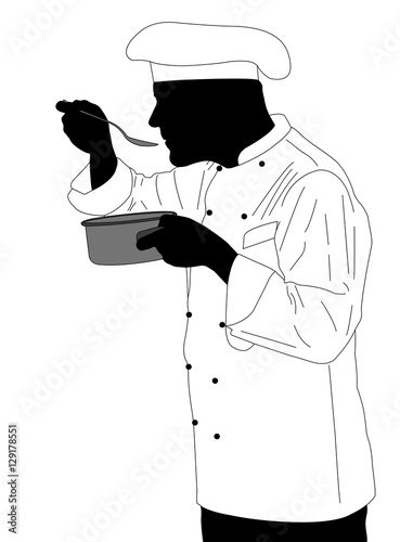 kitchen chef tasting sauce illustration - vector