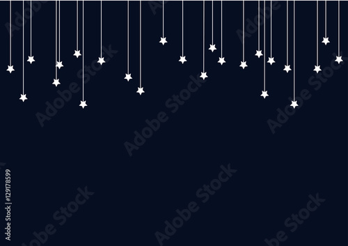 Navy Blue Abstract Background with White Stars on Strings