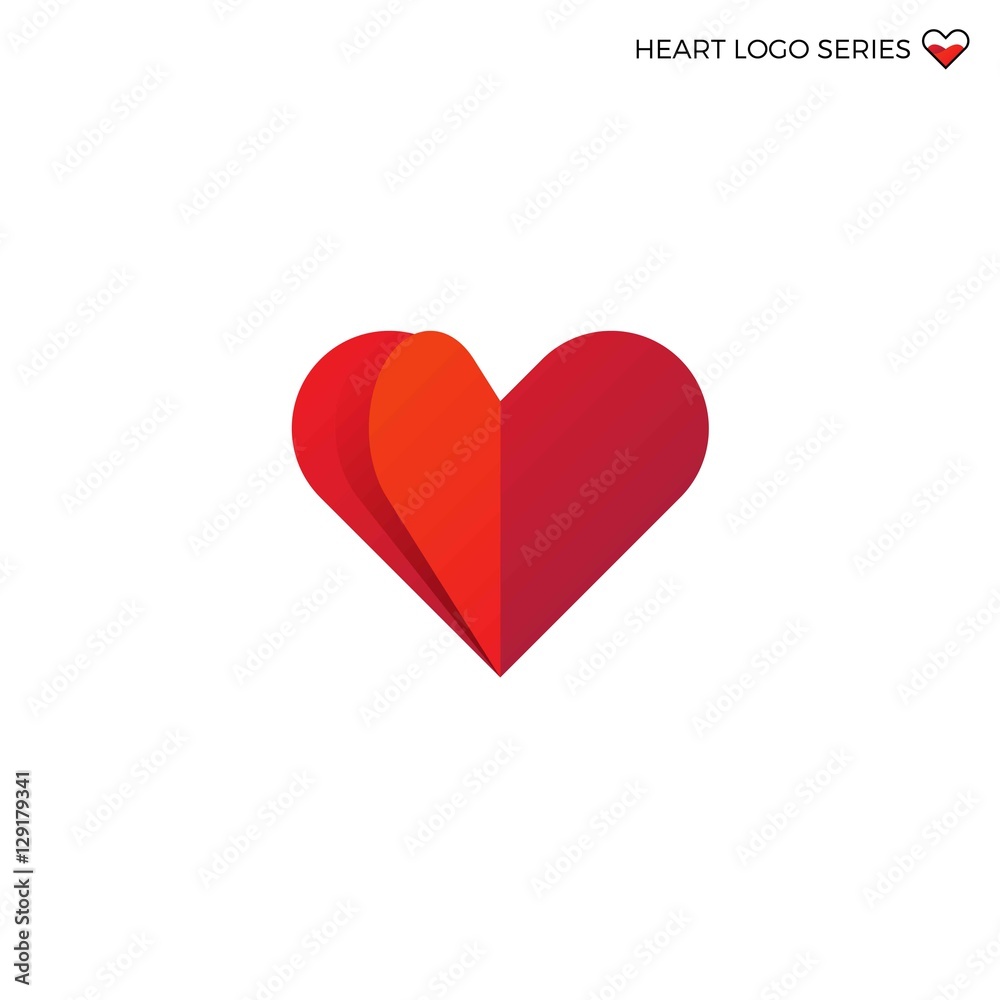  RGBVector illustration of flat red shape of paper heart. Valentine day heart