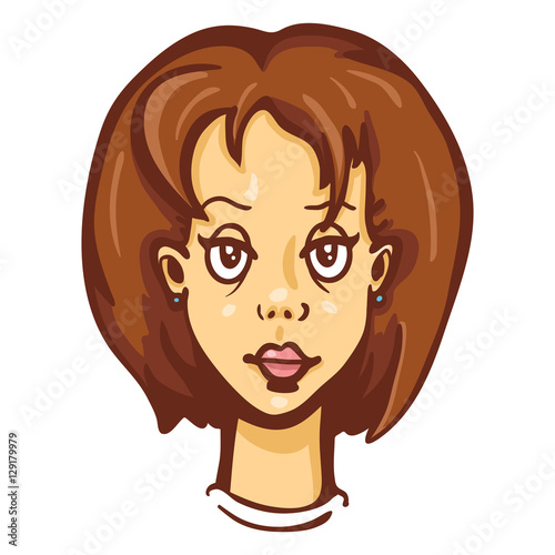 Vector Cartoon Female Character Emotion. Calm Woman