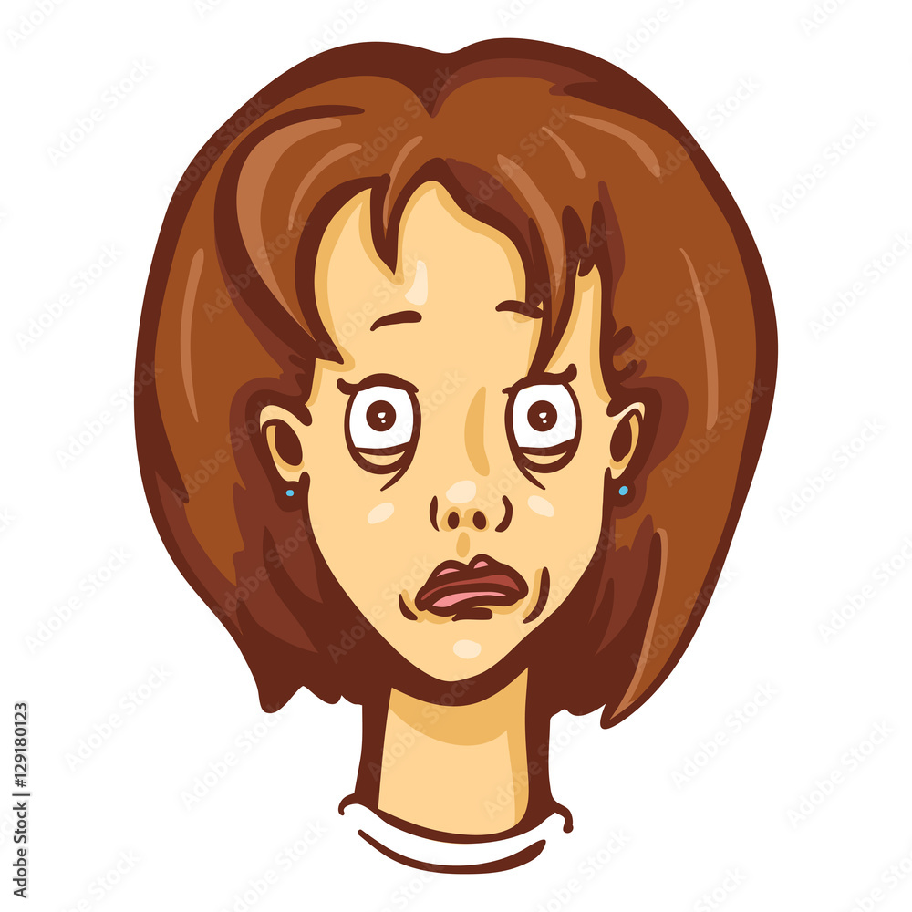 Vector Cartoon Female Character Emotion. Freaked Out Woman Vector Cartoon Female Character Emotion. Freaked Out Woman