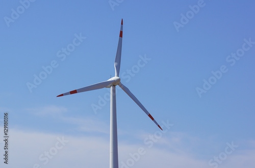 closeup of a windmill for renewable electric energy production .