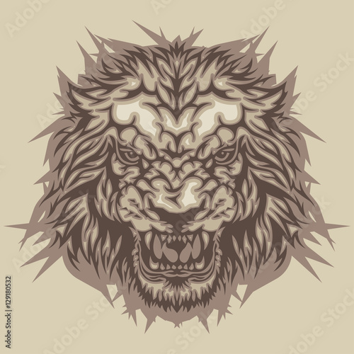 Fototapeta Naklejka Na Ścianę i Meble -  Color head of angry lion